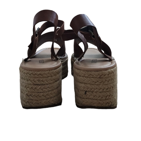 Just Fab Hallie Espadrille Flatform Platform Sandals Cognac Tan 9 - Picture 9 of 12